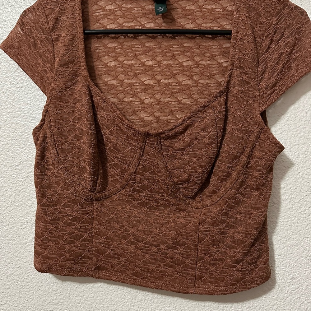 Wild Fable Brown Lace Crop Top